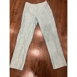 J. McLaughlin Lace Pale Turquoise Pants, Straight Leg Size 8